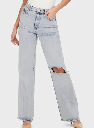 Ripped High Waist Jeans 
