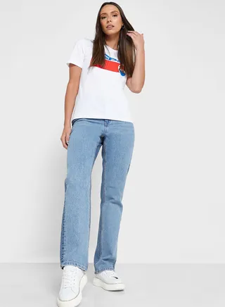 High Waist Straight Jeans 