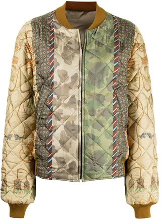 Floral-Print Quilted Bomber Jacket