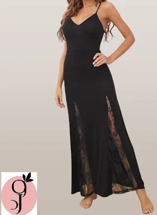 FROM WARD-Women's dress with lace edges, open on the side, sleeveless 