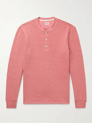 Surf Waffle-Knit Cotton-Blend Henley T-Shirt