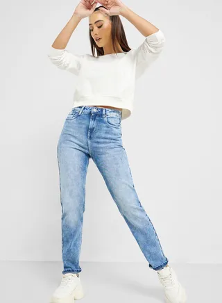 High Waist Straight Jeans 