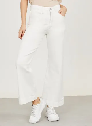 High Rise Wide Leg Ankle Length Jeans