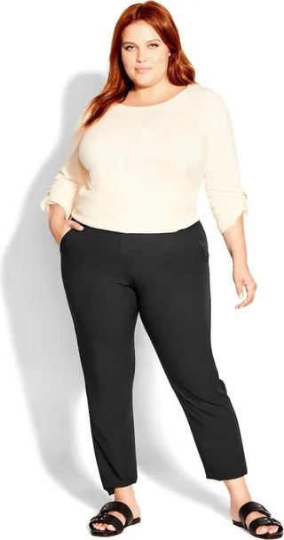 EVANS | Women's Plus Size Curve Fit Naples Tapered Trouser Black - short - 18W