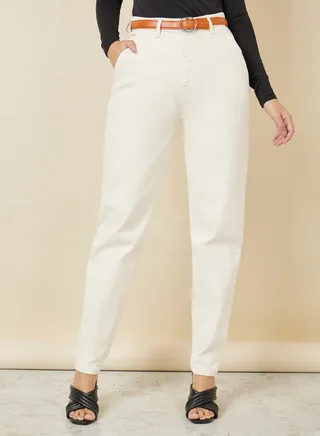 Solid Wide Leg High Waist Jeans 