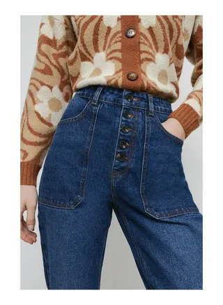 72's Denim Button Front Flare Jeans 