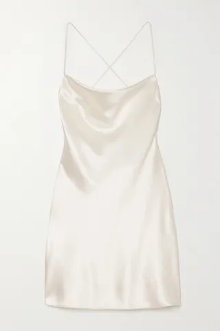 SAINT LAURENT - Open-back Silk-satin Mini Dress - White