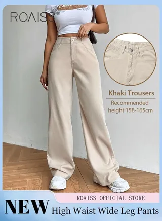 High Waist Wide Leg Pants for Women Soft Trousers Ladies Mom's Denim Long Pants Casual Plain New Arrival Trendy Straight Jeans Baggy All Seasons Wearable 