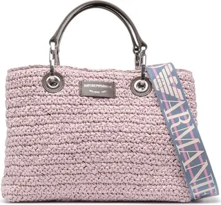 Logo-Patch Raffia Tote Bag