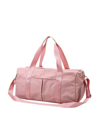 Casual Solid Pattern Travel Duffle Bag Pink 