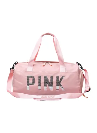 Sweet Ladylike Fashion Sports Plain Duffel Bag Pink/Black/White 