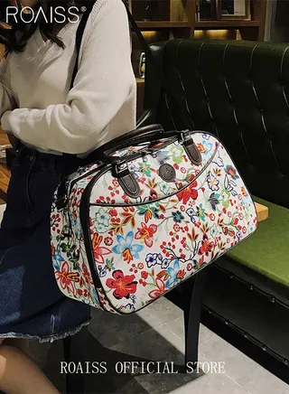 Floral Gym Bag Duffel Bag Printing Lightweight Waterproof Multipurpose Large Capacity Outdoor Luggage Handbag for Fitness Sports Swimming Travel 