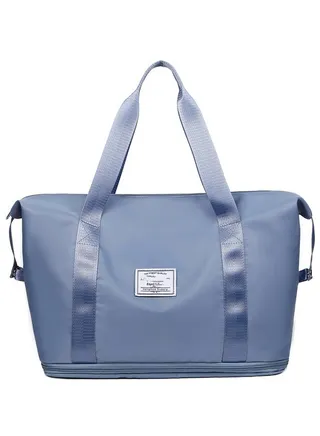 Foldable Travel Duffel Bag,Fitness Bag,Portable Sports Bag with Wet Bag Compartments, Water-Proof and Tear Resistant Simple Large-Capacityy Duffel Bag for Women (Blue） 