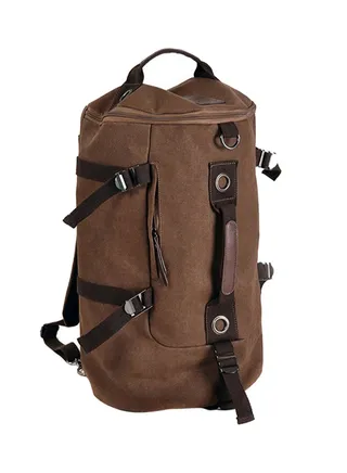 Zipper Closure Duffel Bag Brown 