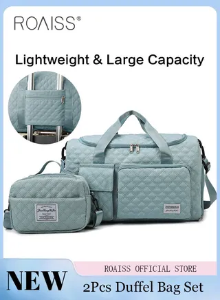 Large Capacity Duffle Bag and a Small Zipper Pouch Bag Combination Set Unisex Multi Functional Waterproof Shoulder Crossbody Bags Sets for Travel Business Trip or Gym Suitable for both Women and Men 