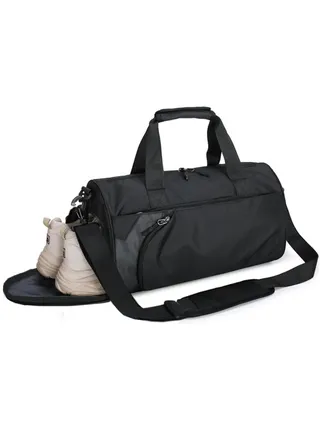 Sports Gym Bag, Waterproof Travel Duffel Bag with Wet Pocket and Shoe Compartment, 40L Gym Duffle Bag for Men and Women, Lightweight Workout Bag for Sports (Black) 