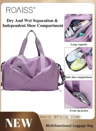 Multi Functional Large Capacity Carry on Luggage Bag Wet and Dry Separation Shoe Compartment Gym Bag Suitcase with Perfect for Short Business Trips and Travel 