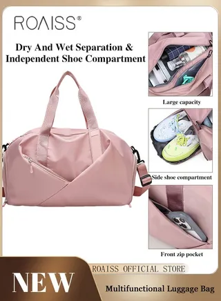 Multi Functional Large Capacity Carry on Luggage Bag Wet and Dry Separation Shoe Compartment Gym Bag Suitcase with Perfect for Short Business Trips and Travel 