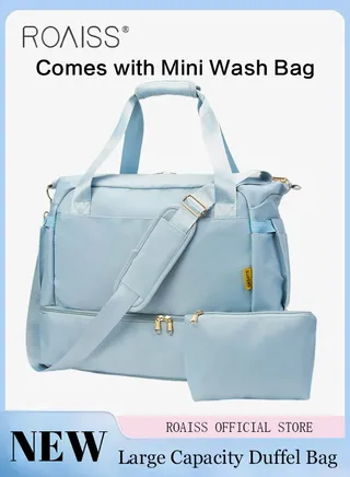 Large Capacity Duffel Bag for Women Sports Travel Bag with USB Charging Port Weekender Overnight Bag with Wet Pocket and Shoes Compartment for Short Trip Gym Yoga Spacious Foldable Bag for Travelers 