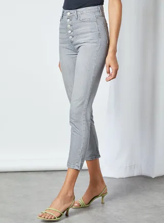 High-Rise Mom Jeans Grey 