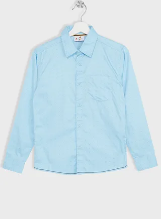 Boys Granded Collar Printed Shirt
