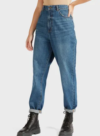 High Waist Straight Jeans 