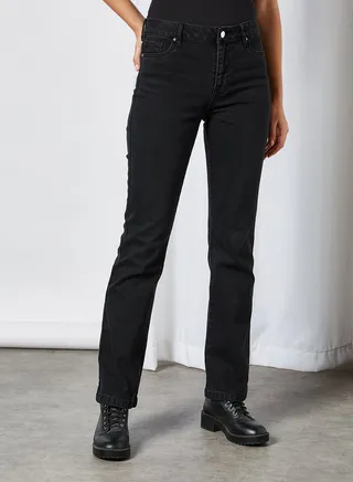 High Waist Flared Jeans Black 