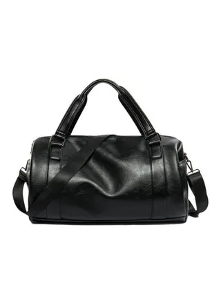 Leather Duffle Bag Black 