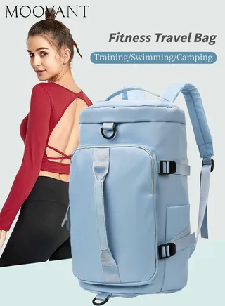 Large Capacity Gym Bag Sports Duffle Bag Travel Backpack Weekender Overnight Bag with Shoes Compartment for Men and Women Blue 