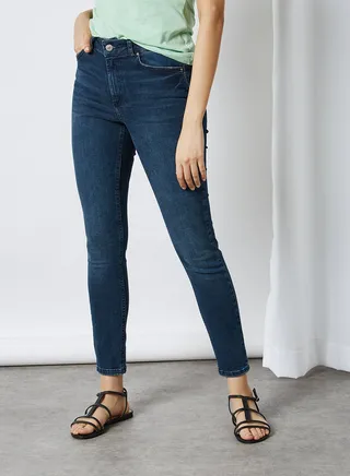 Mid Rise Skinny Fit Jeans Dark Blue Denim 