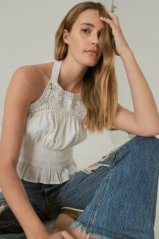 Crochet Trim Halter Top
