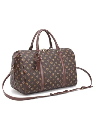 Classic Printed Duffel Bag Large capacity Bag Brown 