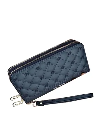 Women's hand wallet, mobile phone wallet with double zipper, long wallet with large capacity 