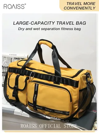 Large-Capacity Travel Bag Men's Short-Distance Luggage Backpack College Students Boarding Backpack Dry and Wet Separation Fitness Bag 