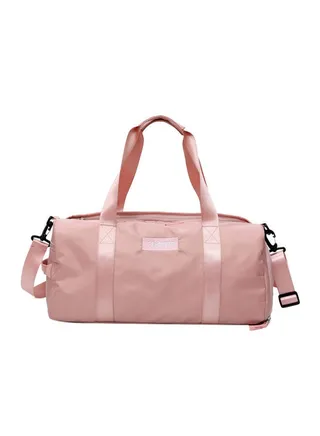 Zipper Closure Polyester Weekender Light Pink 