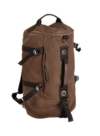 Zipper Closure Duffel Bag Brown 
