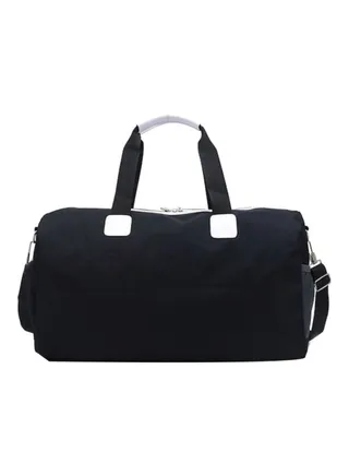 Zipper Closure Duffel Bag Black 
