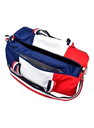 Colourblock Pattern Duffel Bag Blue/White/Red 