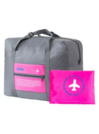 Foldable Duffle Bag With Small Grey/Pink 