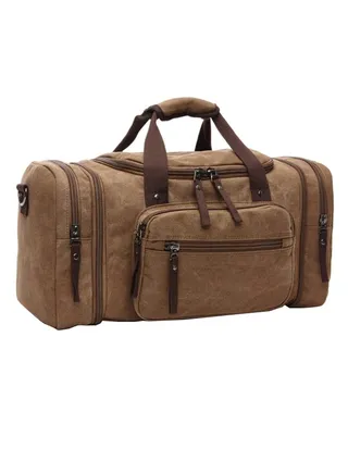 Soft Canvas Duffel Bag Brown 