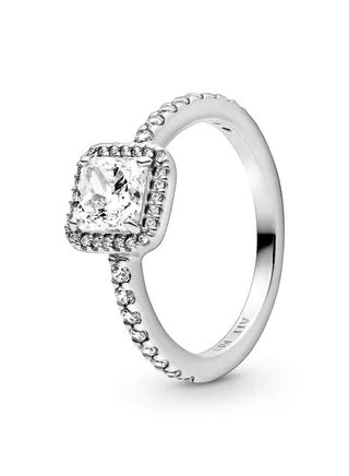PANDORA Square Halo Ring in Sterling Silver with Clear Cubic Zirconia 