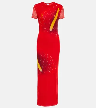 Anthurium-print maxi dress