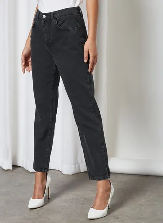 High Waist Loose Jeans Black 