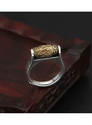 925 sterling silver ring adorned with rotating beads 