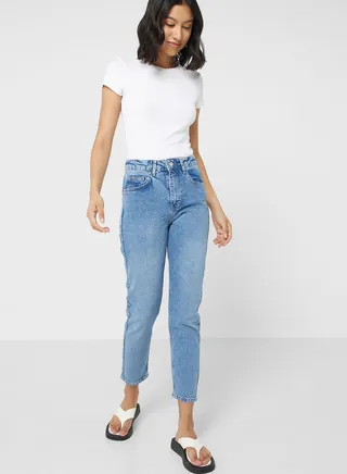 Woman Comfort Mom High Waist Jeans 