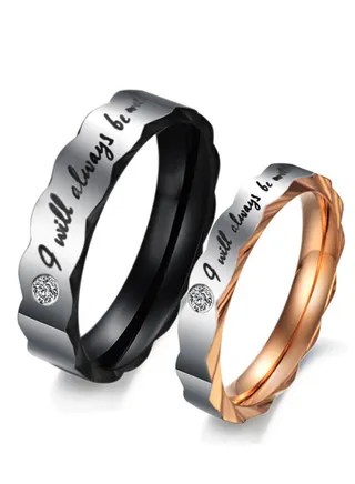 2-Piece Titanium Cubic-Zircon Couple's Matching Wedding Band Ring , Style Ring Set, Personalized Ring Jewelry , Fashion Elegant Gifts ,  Plated Couple Ring Set ,   Ring Pack Jewelry 