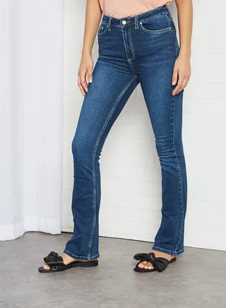 Washed Flared Jeans Navy 