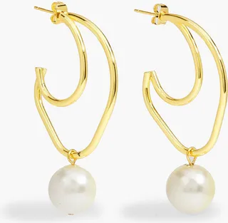 14-Karat Gold-Plated Faux Pearl Earrings