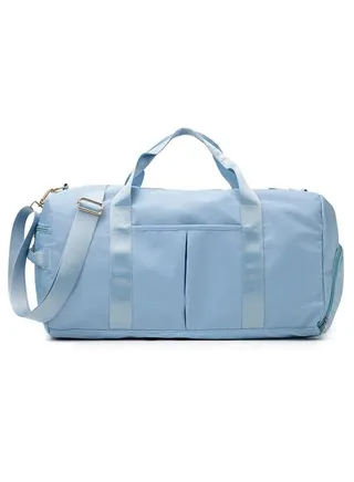 Gym Bag with Shoes Compartment, Sports Bag with Waterproof Pocket for Wet Towels, Travel Duffel Bag for Men and Women by MahMir (Light Blue) 
