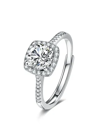 2CT Square Brilliant Cut Moissanite Diamond Engagement Ring Sterling Silver Ring 